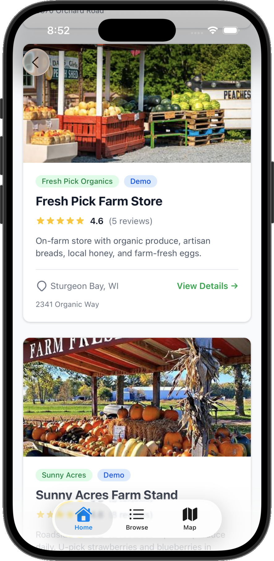 Locations list view screenshot